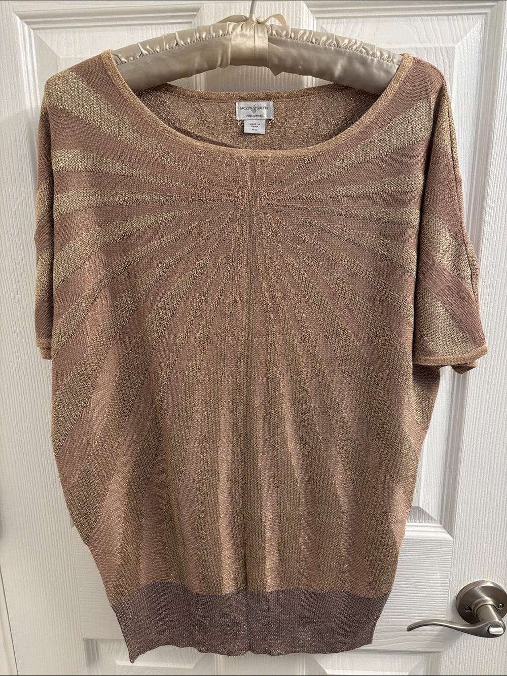 Women's Jaclyn Smith Metallic Sunburst Knit Top Vintage Shimmer! Size M